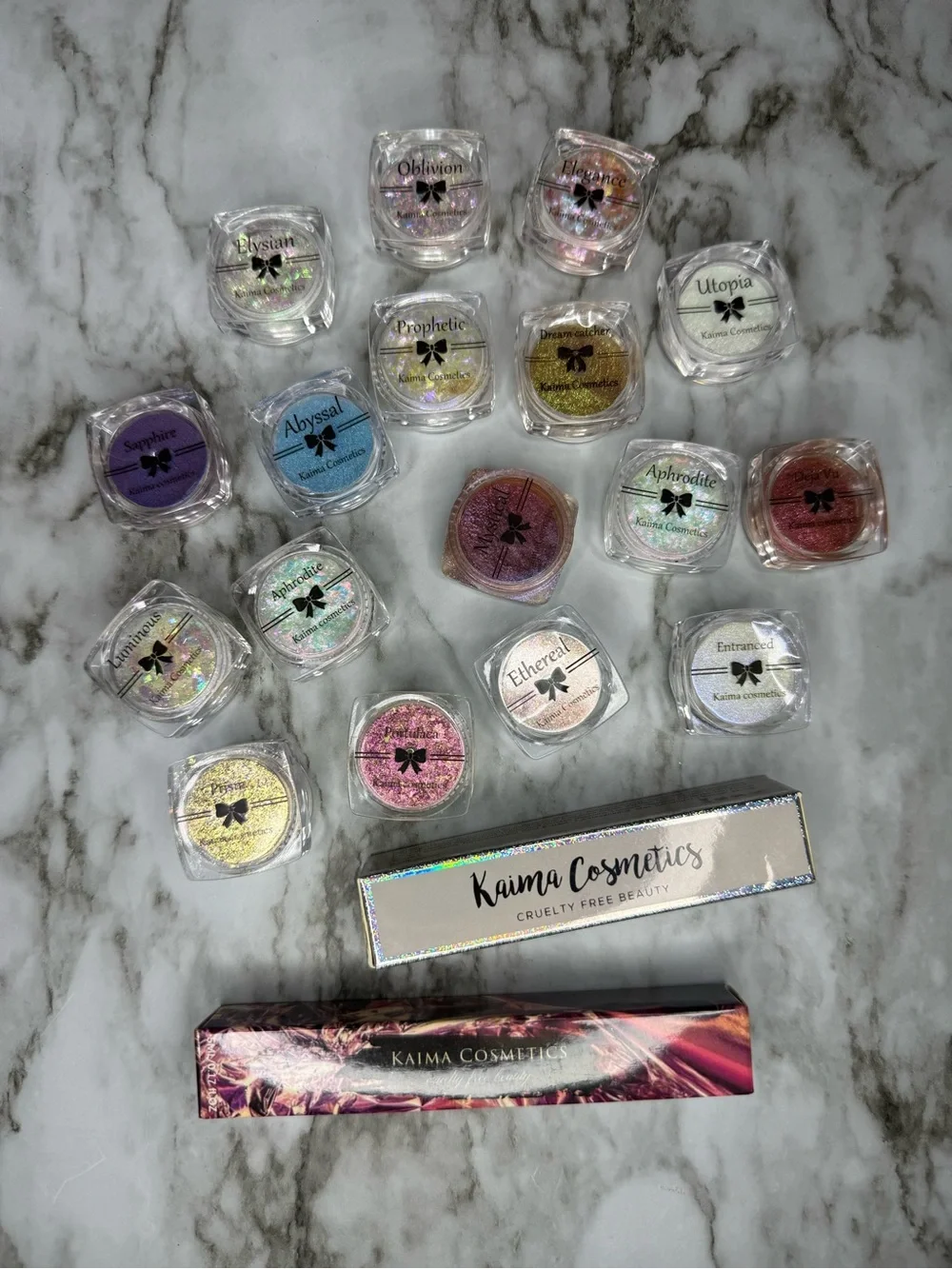 Kaima Cosmetics Shimmer Eyeshadow Set — Multi Pink, Purple, Blue & Gold
